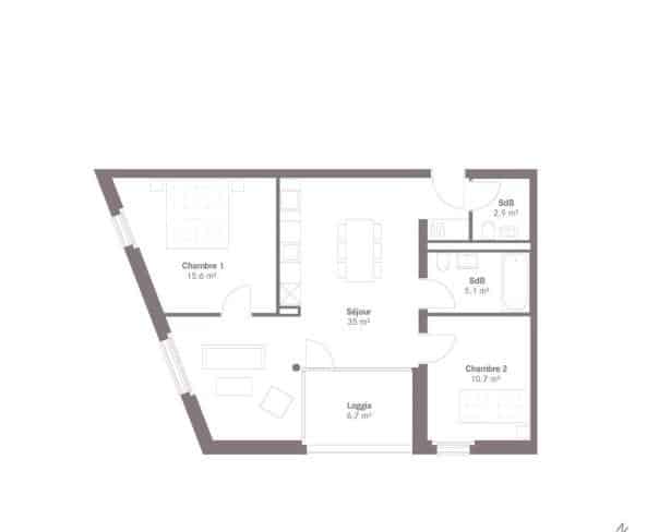À louer : Appartement 3.5 Pieces Crissier - Ref : 58QZASaO | Naef Immobilier