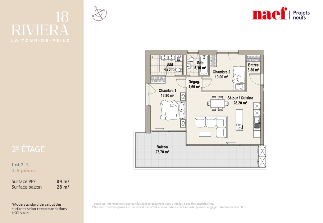 À vendre : Appartement 2 chambres La Tour-de-Peilz - Ref : 0237 | Naef Immobilier